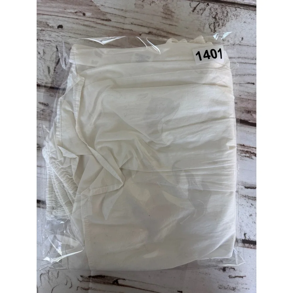 Loft White Smocked Peplum Top Puff Sleeve Square Neck Blouse 32738629 Size M NEW